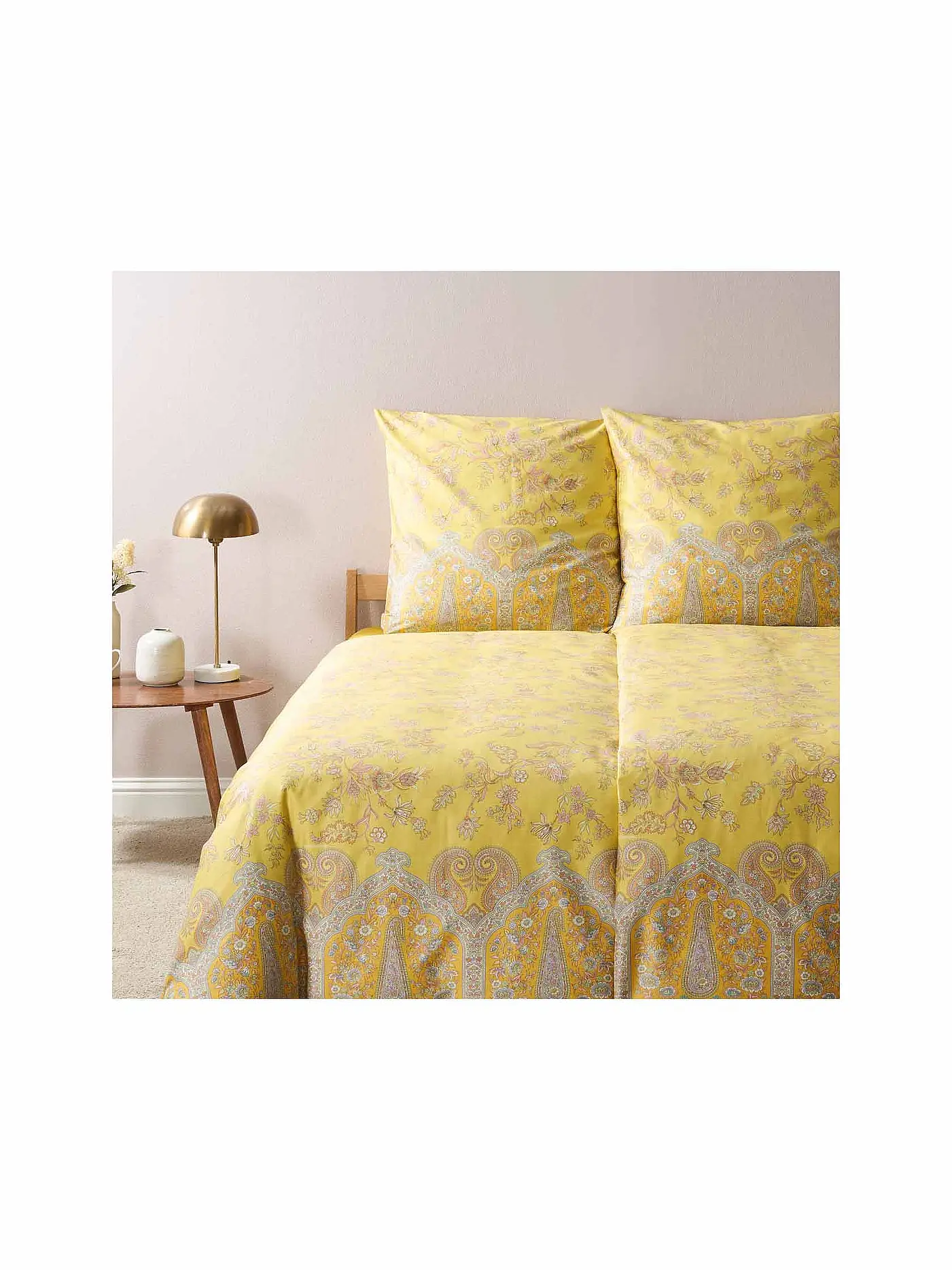 BASSETTI | Satin Bettwäsche INDIAN ROSES 70x90cm/140x200cm Gelb | 